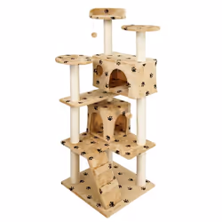 Arbre à chat beige à dessins d
