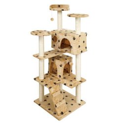 Arbre à chat beige à dessins d