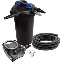 Sunsun - Kit complet: CPF-15000 Filtre de bassin à pression jusqu'à 30000 l avec 18 Watt lampe uv, NEO8000 SuperEco pompe 8000l/h 70W, 10m Tuyau 38