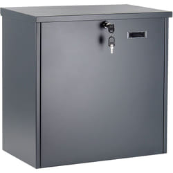 Wiltec - Boîte à colis murale ou sur pied verrouillable grise 508 x 315 x 500 mm, Boîte aux lettres fixage au mur/sol, pour colis max. 450 x 450 x