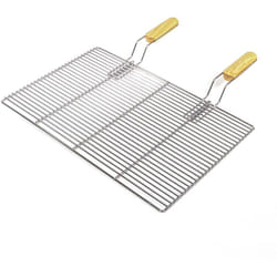 Wiltec - Grille bbq Carrée 67x40cm Acier inoxydable avec Poignée Barbecue Charbon de bois /à gaz Boule Grillade Cuisson Terrasse Jardin Plancha