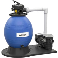 Wiltec - Filtre à sable et particules – 550 w – capacité 38 l / 30 kg – 18 000 l/h – avec Vanne 5 positions et Pompe de filtrage auto-amorçante –