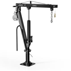 Wiltec - Grue de levage pour Pick up ou Remorque – Charge max. 500 kg – Hauteur max. 1770 mm – Tête pivotante 360°, Treuil, Manivelle et Socle massif
