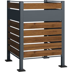 Wiltec - Cache-poubelle – 905 x 905 x 1200 mm – pour une poubelle de 60 à 240 l – Design bois – en Acier – avec 3 parois – Clôture Range Coffre