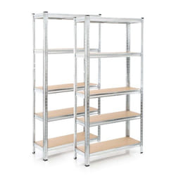 Wiltec Étagère Charges lourdes Jeu de 2 Galvanisée 180x90x30cm 875kg Rayonnage emboîtable 5 Niveaux