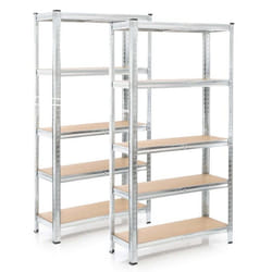 Wiltec Étagère Charges lourdes Jeu de 2 Galvanisée 180x90x40cm 875kg Rayonnage emboîtable 5 Niveaux