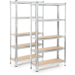 Tagère Charges lourdes Jeu de 2 Galvanisée 180x90x45cm 875kg Rayonnage emboîtable 5 Niveaux - Wiltec