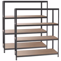 Wiltec Étagère Charges lourdes Jeu de 2 Anthracite 160x60x180cm 175kg/Niveau Emboîtable 4 Niveaux