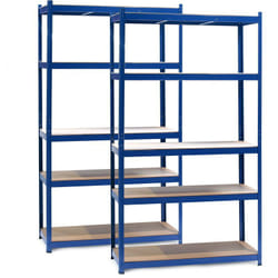 Wiltec - tagère Charges lourdes, Jeu de 2, Bleue, 100x60x200cm 200kg/Niveau, Emboîtable, 5 Niveaux