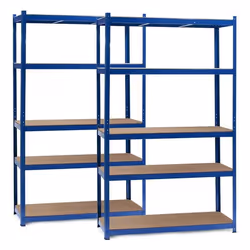 Wiltec Étagère Charges lourdes Jeu de 2 Bleue 120x50x200cm 175kg/Niveau Emboîtable 5 Niveaux