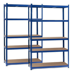 Wiltec Étagère Charges lourdes Jeu de 2 Bleue 120x50x200cm 175kg/Niveau Emboîtable 5 Niveaux