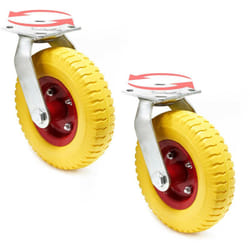 Wiltec - Jeu 2x Roulette de transport pivotante increvable – ø 220 mm – Capacité 100 kg – en pu Polyuréthane – Roue avec Plaque de montage –