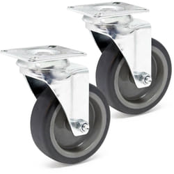 Wiltec - Jeu 2x Roulette pivotante en caoutchouc – ø 100 mm – Capacité de charge 80 kg – Roue sans Frein, avec Plaque de montage – Transport Appareil