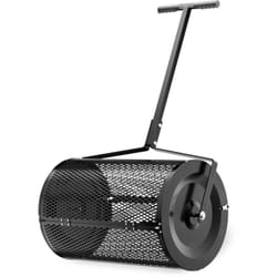 Wiltec Rouleau Épandeur Compost 1100 x 640 x 400 mm Noir Acier Revêtu par poudre 75L Poignée en T Rouleau en treillis Mousse Terreau Sable Engrais