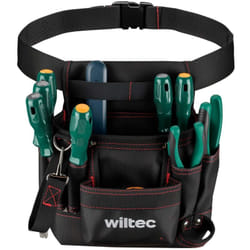 Wiltec - Ceinture porte-outils, 24 x 28 cm – Capacité de 15 kg – Ceinture de chantier à sangle ajustable et 7 poches – Pour Jardinage, chantier,