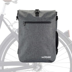 Wiltec - Sacoche sac à dos étanche pour porte-bagages grise – capacité de 25 l – en 600D tpu – avec compartiment pour ordinateur portable – pour