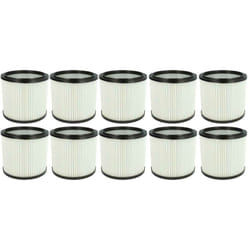 Vhbw - 10x filtre plissé compatible avec Einhell SS1250N, sm 30, sm 21, sm 1100 ypl 1250, smk 300 / e, sm 31, sm 20 aspirateur - blanc