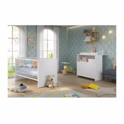 Description générale La chambre bébé NIKO est un ensemble fonctionnel et élégant comprenant un lit et une commode à langer. L ...