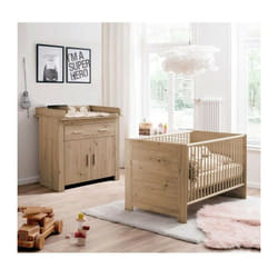 Les Tendances - Chambre bébé Duo : Lit 70 x 140 cm + Commode a langer ahoi - Chene - trend team