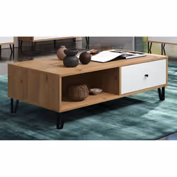 Cette table basse rectangulaire 2 tiroirs 2 niches ARI est la pièce idéale à avoir pour un intérieur moderne. Cette table met ...