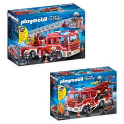 Set de 2 Boîtes Playmobil - PLAYMOBIL - 9463-64 - Thème Pompiers - Camion et Fourgon - Accessoires Inclus