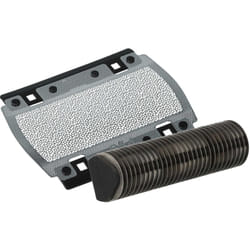 vhbw Lot avec 1x bloc de lames, 1x grille de rasoir compatible avec Braun 350, 355, 370, 375, 5614, 5615, P10, Pocket Twist rasoir, noir / argenté