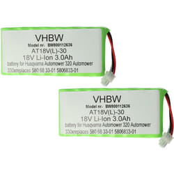 2x Batterie compatible avec Husqvarna Automower 320, 420 (jusque 2019/2020), 330X robot tondeuse (3000mAh, 18V, Li-ion) - Vhbw