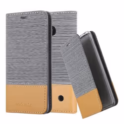 Coque pour Nokia Lumia 550 Housse en GRIS CLAIR MARRON Etui Case Cover Protection fermeture magnétique