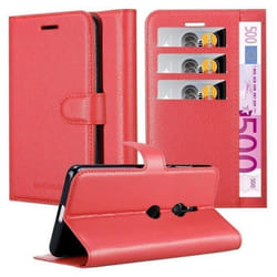 Coque pour Sony Xperia XZ3 Housse en ROUGE CERISE Etui Case Cover Protection fermeture magnétique Portefeuille