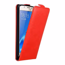 Coque pour Samsung Galaxy J7 2016 Etui en ROUGE DE POMME Housse Case Cover Protection Flip magnétique Portefeuille