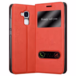 Housse - Cadorabo - Honor 5C - Rouge Safran - Étui avec Stand Horizontal - Double Fenêtre de Visualisation