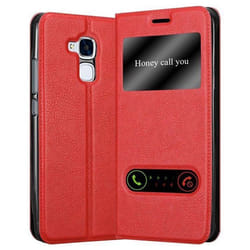 Housse - Cadorabo - Honor 5C - Rouge Safran - Étui avec Stand Horizontal - Double Fenêtre de Visualisation
