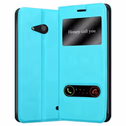 Coque pour Nokia Lumia 550 - CADORABO - Étui en Simili-Cuir - Vert - Fermeture Magnétique - Double Fenêtre