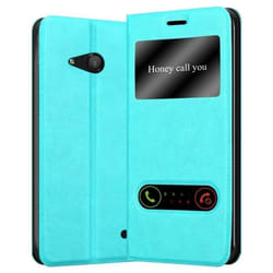 Coque pour Nokia Lumia 550 - CADORABO - Étui en Simili-Cuir - Vert - Fermeture Magnétique - Double Fenêtre
