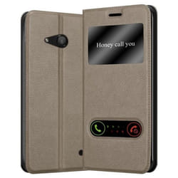 Coque pour Nokia Lumia 550 - CADORABO - Marron - Simili-cuir - Fermeture Magnétique - Double Fenêtre