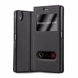 Coque pour Sony Xperia Z5 PREMIUM Etui en NOIR COMÈTE Case Cover Housse fermeture magnétique fenêtres de visualisation