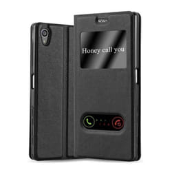 Coque pour Sony Xperia Z5 PREMIUM Etui en NOIR COMÈTE Case Cover Housse fermeture magnétique fenêtres de visualisation