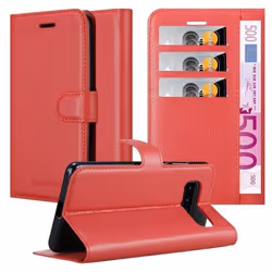 Coque - CADORABO - Samsung Galaxy S10 - Similicuir - Rouge - Fonction Stand