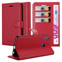 Étui pour Honor 8X - CADORABO - Similicuir Rouge - Fermeture Magnétique - Fonction Stand - 3 Fentes pour Cartes