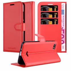 Coque pour Xiaomi RedMi 6A Housse en ROUGE CERISE Etui Case Cover Protection fermeture magnétique Portefeuille