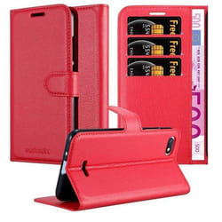 Coque pour Xiaomi RedMi 6A Housse en ROUGE CERISE Etui Case Cover Protection fermeture magnétique Portefeuille