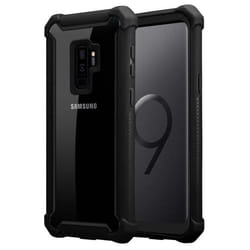 Housse pour Samsung Galaxy S9 PLUS Coque en NOIR AULNE Etui Case Cover TPU Silicone et dos verre acrylique