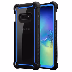 Housse pour Samsung Galaxy S10e Coque en NOIR BLEUÂTRE Etui Case Cover TPU Silicone et dos verre acrylique