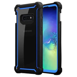 Housse pour Samsung Galaxy S10e Coque en NOIR BLEUÂTRE Etui Case Cover TPU Silicone et dos verre acrylique