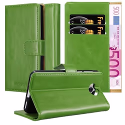 Coque - CADORABO - Huawei Y6 2017 - Similicuir - Vert - Fonction stand et compartiments cartes
