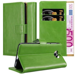 Coque - CADORABO - Huawei Y6 2017 - Similicuir - Vert - Fonction stand et compartiments cartes