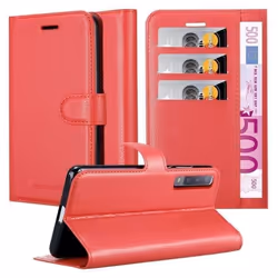 Coque pour Samsung Galaxy A7 2018 Housse en ROUGE CERISE Etui Case Cover Protection fermeture magnétique Portefeuille