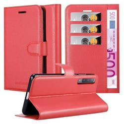 Coque pour Samsung Galaxy A7 2018 Housse en ROUGE CERISE Etui Case Cover Protection fermeture magnétique Portefeuille