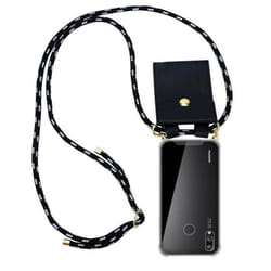Coque - CADORABO - Huawei P20 LITE - Noir Argent - Étui avec Cordon - Protection Silicone TPU