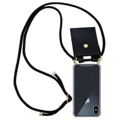 Coque Collier pour Apple iPhone X / XS Housse en NOIR Etui Fashion Necklace a la mode Case Cover Silicone réglable